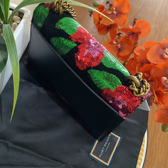 kurt Geiger London Shoreditch Floral Sequin Small Crossbody Bag - Picture 10 of 17